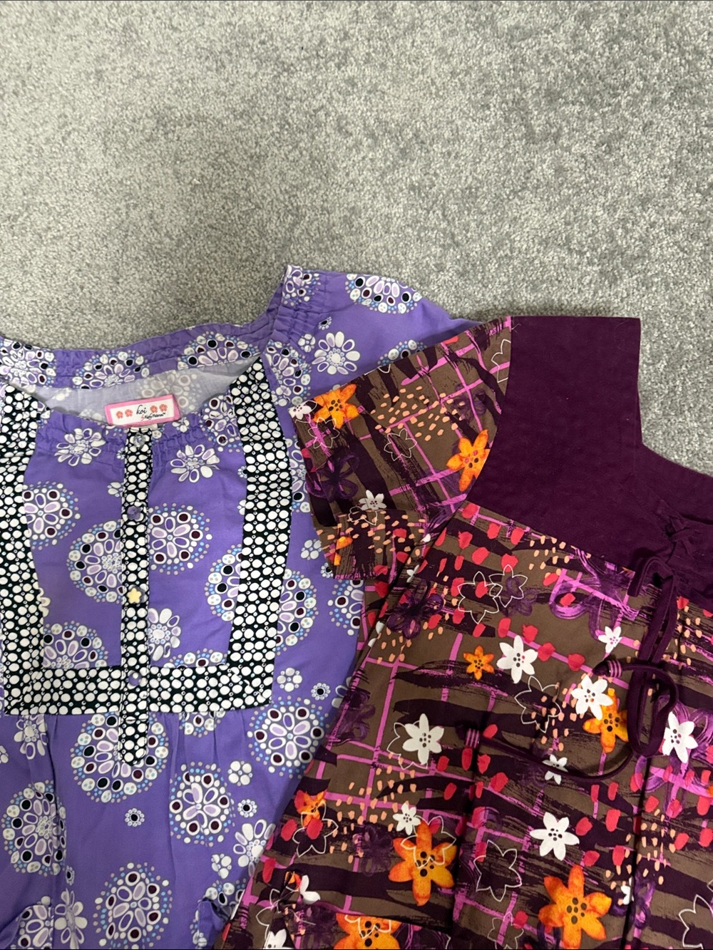 Girls' Floral Dress Set in Purple and Brown by